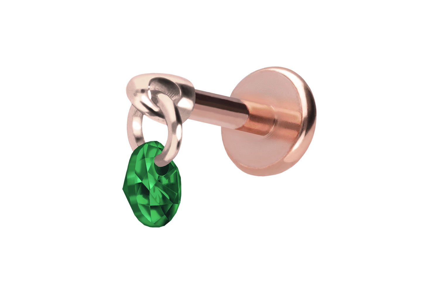 Titan Labret Piercing mit Push Fit RUNDER KRISTALL